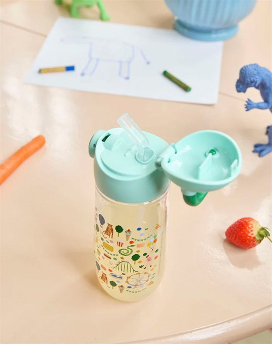 Plastik Drikkedunk - Fun Fair Print - Blå